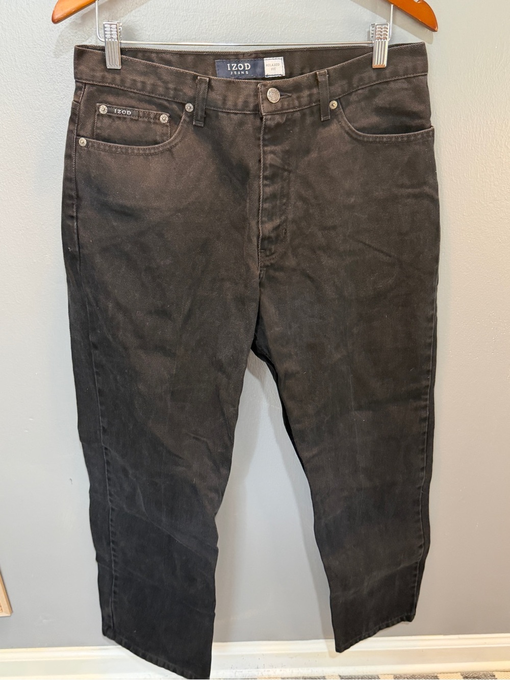 IZOD MEN’S CHARCOAL RELAXED JEANS SZ 34x30
